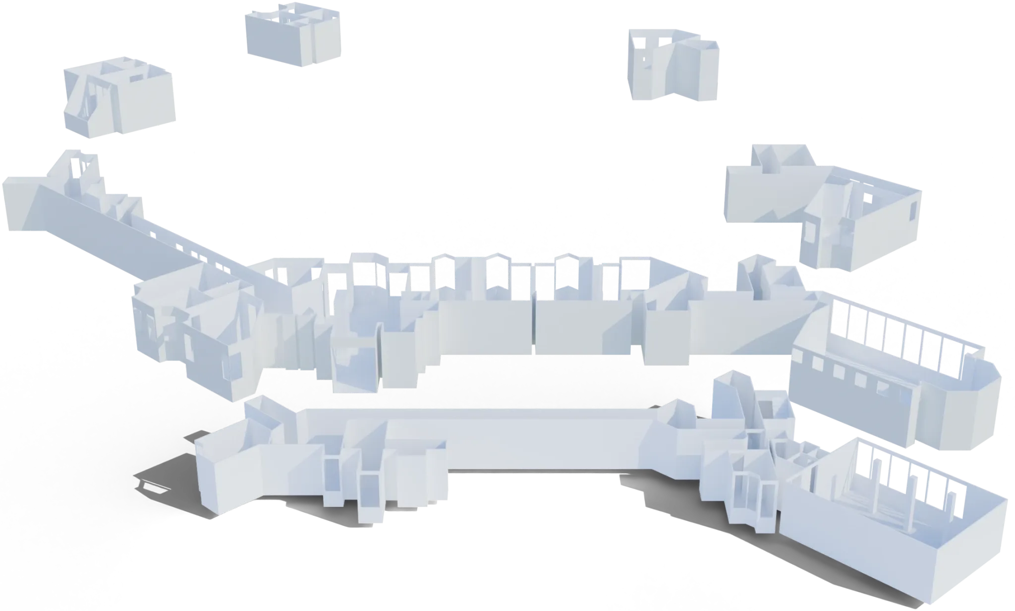 3D-Modell eines Gebäudes mit allen Räumen auf einen Blick